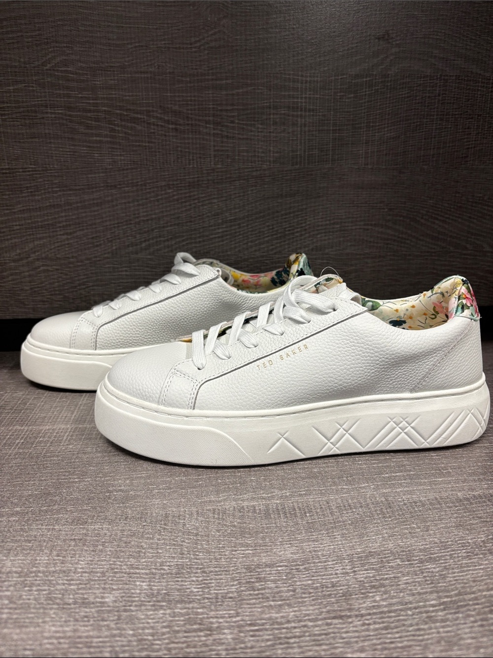 Women's Ted Baker Adison Floral Platform Sneakers (White) - Size 9